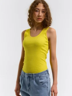 GATE Podstawowy prążkowany podkoszulek z ozdobną nicią| Koszulki I Topy·Podkoszulki ☀️