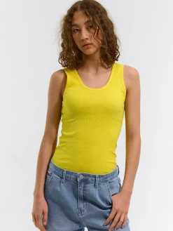 GATE Podstawowy prążkowany podkoszulek z ozdobną nicią| Koszulki I Topy·Podkoszulki ☀️