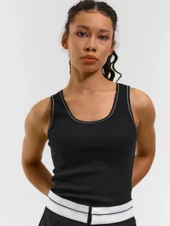 GATE Podstawowy prążkowany podkoszulek z ozdobną nicią| Koszulki I Topy·Podkoszulki ☀️