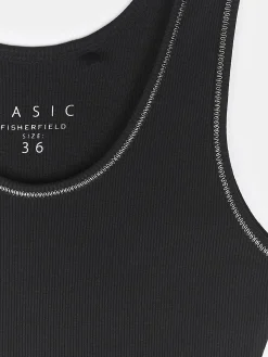 GATE Podstawowy prążkowany podkoszulek z ozdobną nicią| Koszulki I Topy·Podkoszulki ☀️