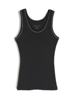 GATE Podstawowy prążkowany podkoszulek z ozdobną nicią| Koszulki I Topy·Podkoszulki ☀️