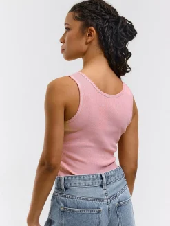 GATE Podstawowy prążkowany podkoszulek z ozdobną nicią| Koszulki I Topy·Podkoszulki ☀️