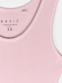 GATE Podstawowy prążkowany podkoszulek z ozdobną nicią| Koszulki I Topy·Podkoszulki ☀️