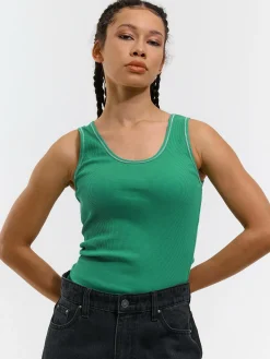 GATE Podstawowy prążkowany podkoszulek z ozdobną nicią| Koszulki I Topy·Podkoszulki ☀️