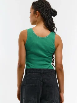 GATE Podstawowy prążkowany podkoszulek z ozdobną nicią| Koszulki I Topy·Podkoszulki ☀️