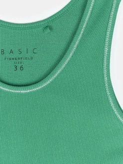 GATE Podstawowy prążkowany podkoszulek z ozdobną nicią| Koszulki I Topy·Podkoszulki ☀️