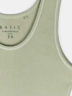 GATE Podstawowy prążkowany podkoszulek z ozdobną nicią| Koszulki I Topy·Podkoszulki ☀️