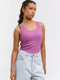 GATE Podstawowy prążkowany podkoszulek z ozdobną nicią| Koszulki I Topy·Podkoszulki ☀️