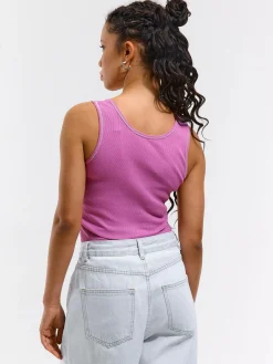 GATE Podstawowy prążkowany podkoszulek z ozdobną nicią| Koszulki I Topy·Podkoszulki ☀️