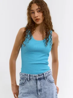 GATE Podstawowy prążkowany podkoszulek z ozdobną nicią| Koszulki I Topy·Podkoszulki ☀️