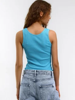 GATE Podstawowy prążkowany podkoszulek z ozdobną nicią| Koszulki I Topy·Podkoszulki ☀️