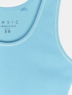 GATE Podstawowy prążkowany podkoszulek z ozdobną nicią| Koszulki I Topy·Podkoszulki ☀️