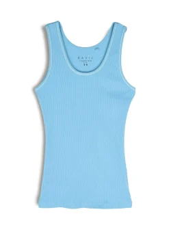 GATE Podstawowy prążkowany podkoszulek z ozdobną nicią| Koszulki I Topy·Podkoszulki ☀️