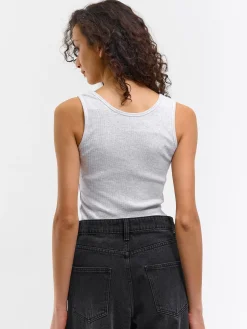 GATE Podstawowy prążkowany podkoszulek z ozdobną nicią| Koszulki I Topy·Podkoszulki ☀️