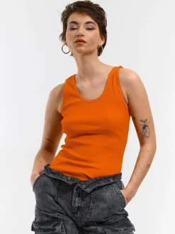 GATE Podstawowy prążkowany podkoszulek z ozdobną nicią| Koszulki I Topy·Podkoszulki ☀️