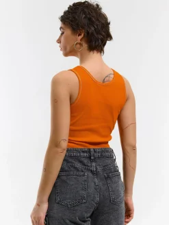 GATE Podstawowy prążkowany podkoszulek z ozdobną nicią| Koszulki I Topy·Podkoszulki ☀️