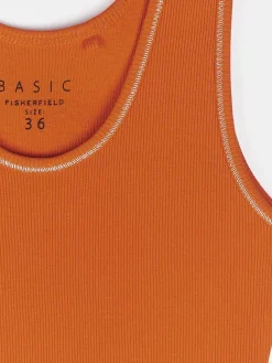 GATE Podstawowy prążkowany podkoszulek z ozdobną nicią| Koszulki I Topy·Podkoszulki ☀️