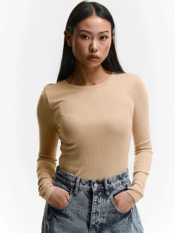 GATE Podstawowy prążkowany top| Koszulki I Topy·Topy|Koszulki I Topy·Koszulki