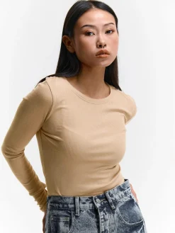 GATE Podstawowy prążkowany top| Koszulki I Topy·Topy|Koszulki I Topy·Koszulki