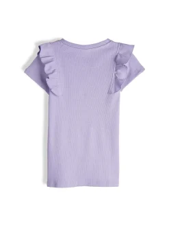 GATE Prążkowana, bawełniana koszulka z falbankami|Dzieci Dziewczynki·Koszulki I Topy