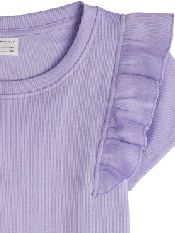 GATE Prążkowana, bawełniana koszulka z falbankami|Dzieci Dziewczynki·Koszulki I Topy