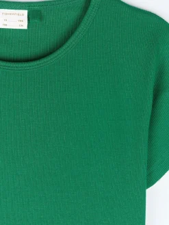 GATE Prążkowana, bawełniana koszulka z falbanką|Dzieci Dziewczynki·Koszulki I Topy