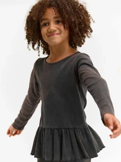 GATE Prążkowana, bawełniana koszulka z falbanką|Dzieci Dziewczynki·Koszulki I Topy