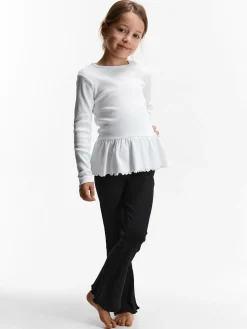 GATE Prążkowana, bawełniana koszulka z falbanką|Dzieci Dziewczynki·Koszulki I Topy