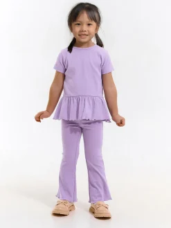 GATE Prążkowana, bawełniana koszulka z falbanką|Dzieci Dziewczynki·Koszulki I Topy