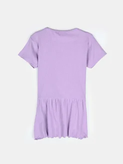 GATE Prążkowana, bawełniana koszulka z falbanką|Dzieci Dziewczynki·Koszulki I Topy