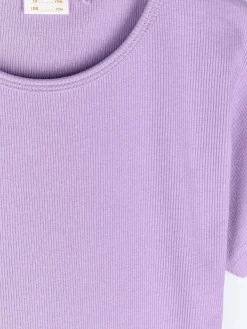 GATE Prążkowana, bawełniana koszulka z falbanką|Dzieci Dziewczynki·Koszulki I Topy