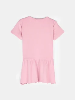 GATE Prążkowana, bawełniana koszulka z falbanką|Dzieci Dziewczynki·Koszulki I Topy