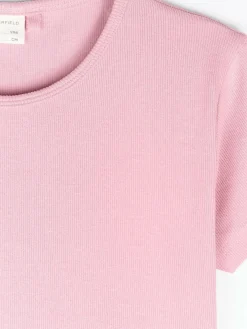 GATE Prążkowana, bawełniana koszulka z falbanką|Dzieci Dziewczynki·Koszulki I Topy