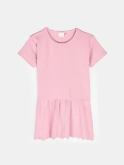 GATE Prążkowana, bawełniana koszulka z falbanką|Dzieci Dziewczynki·Koszulki I Topy