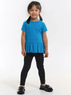 GATE Prążkowana, bawełniana koszulka z falbanką|Dzieci Dziewczynki·Koszulki I Topy