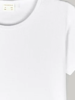 GATE Prążkowana, bawełniana koszulka z falbanką|Dzieci Dziewczynki·Koszulki I Topy