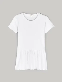 GATE Prążkowana, bawełniana koszulka z falbanką|Dzieci Dziewczynki·Koszulki I Topy