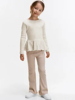 GATE Prążkowana, bawełniana koszulka z falbanką|Dzieci Dziewczynki·Koszulki I Topy