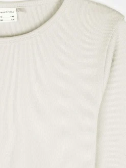 GATE Prążkowana, bawełniana koszulka z falbanką|Dzieci Dziewczynki·Koszulki I Topy