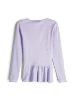 GATE Prążkowana, bawełniana koszulka z falbanką|Dzieci Dziewczynki·Koszulki I Topy