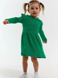 GATE Prążkowana bawełniana sukienka z falbankami|Dzieci Dziewczynki·Sukienki