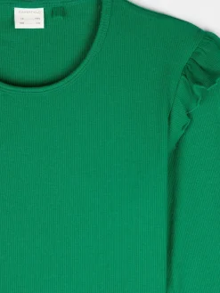 GATE Prążkowana bawełniana sukienka z falbankami|Dzieci Dziewczynki·Sukienki