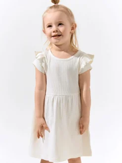 GATE Prążkowana bawełniana sukienka z falbankami|Dzieci Dziewczynki·Sukienki