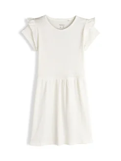 GATE Prążkowana bawełniana sukienka z falbankami|Dzieci Dziewczynki·Sukienki