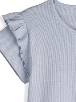 GATE Prążkowana bawełniana sukienka z falbankami|Dzieci Dziewczynki·Sukienki