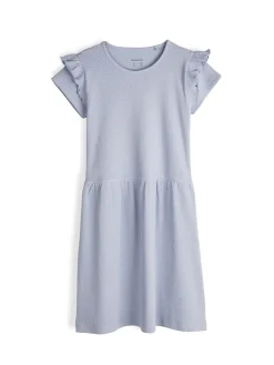 GATE Prążkowana bawełniana sukienka z falbankami|Dzieci Dziewczynki·Sukienki