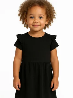 GATE Prążkowana bawełniana sukienka z falbankami|Dzieci Dziewczynki·Sukienki