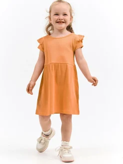 GATE Prążkowana bawełniana sukienka z falbankami|Dzieci Dziewczynki·Sukienki