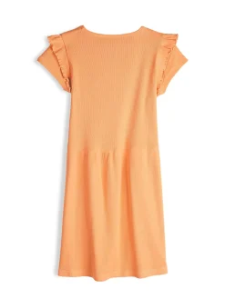 GATE Prążkowana bawełniana sukienka z falbankami|Dzieci Dziewczynki·Sukienki