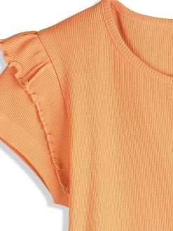 GATE Prążkowana bawełniana sukienka z falbankami|Dzieci Dziewczynki·Sukienki